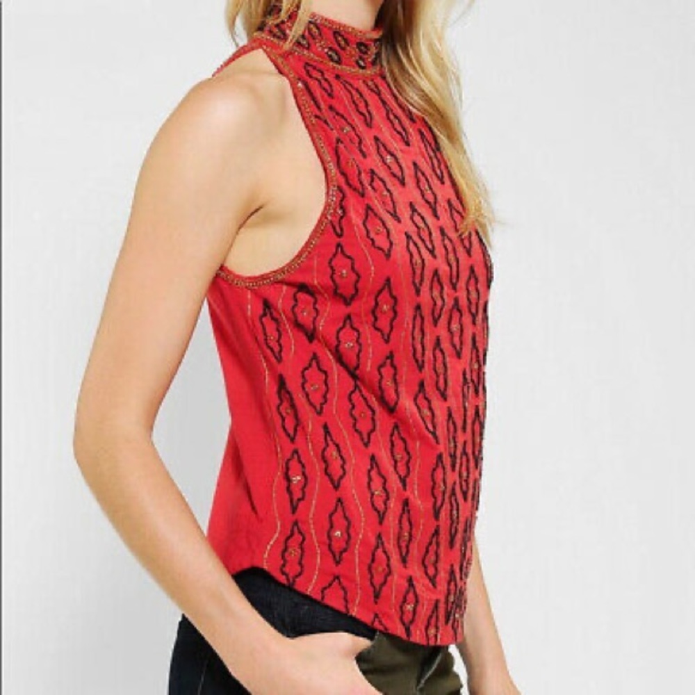 Ecote Urban Outfitters Embellished High Neck Tank Top